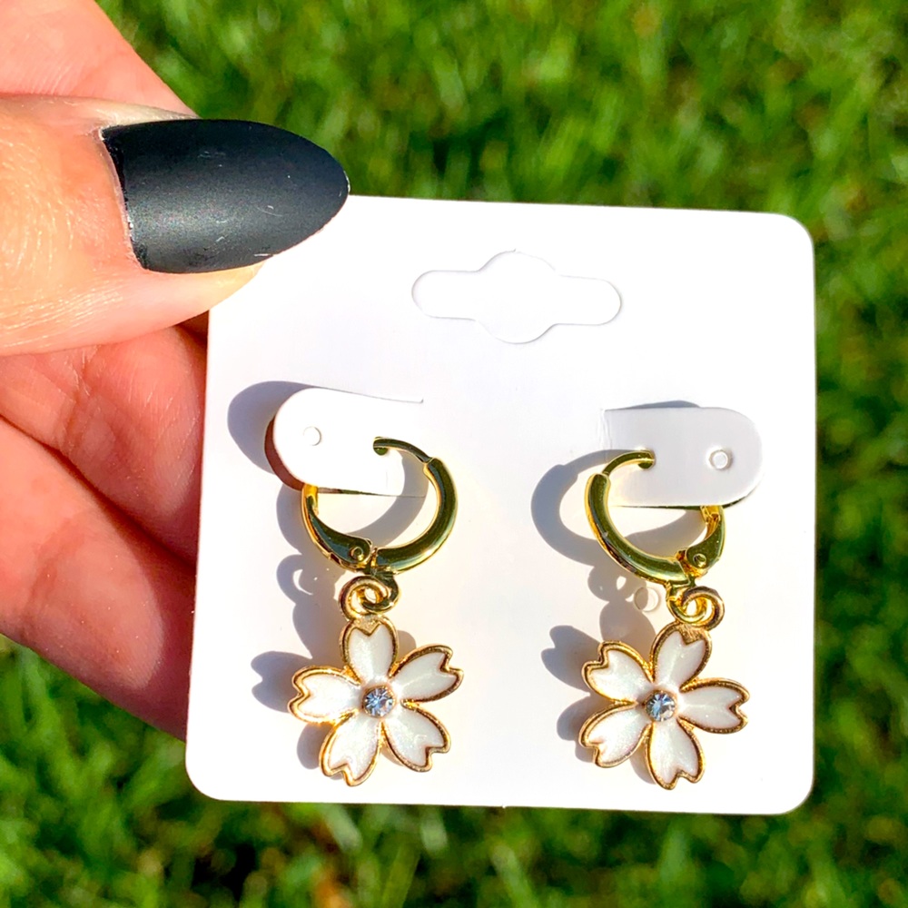White Cherry Blossom Earrings